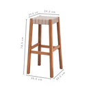 Banqueta Alta de Madera – Color Stain Castaño – Asiento en Cinta Beige