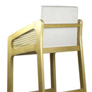 Banqueta de Madera Amália con Respaldo en Malla – Color Almendra – Lino Beige